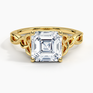 1.50 Ct Asscher Cut Twisted Moissanite Ring White Gold