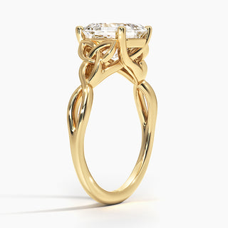 1.50 Ct Asscher Cut Twisted Moissanite Ring White Gold