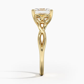 1.50 Ct Asscher Cut Twisted Moissanite Ring White Gold