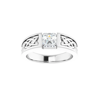 1 Carat Asscher Cut Tension Set Moissanite Ring for Men