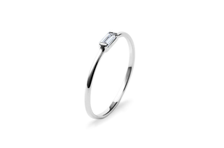 1 Carat Baguette Cut Solitaire Moissanite Ring in White Gold