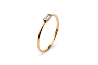1 Carat Baguette Cut Solitaire Moissanite Ring in White Gold
