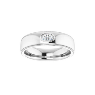 1 Carat Oval Cut Solitaire Moissanite Wedding Band For Unisex