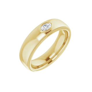 1 Carat Oval Cut Solitaire Moissanite Wedding Band For Unisex