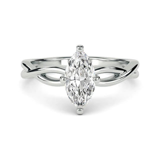 1 Carat Marquise Cut Criss Cross Moissanite Ring in Yellow Gold