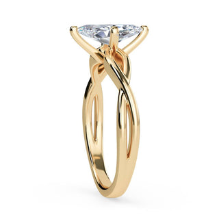 1 Carat Marquise Cut Criss Cross Moissanite Ring in Yellow Gold