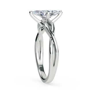1 Carat Marquise Cut Criss Cross Moissanite Ring in Yellow Gold