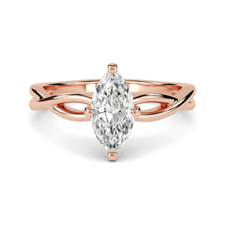 1 Carat Marquise Cut Criss Cross Moissanite Ring in Yellow Gold
