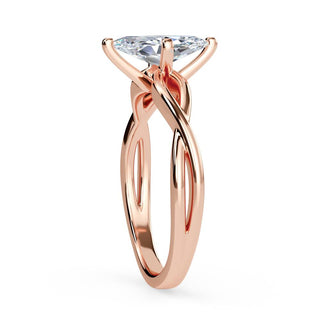 1 Carat Marquise Cut Criss Cross Moissanite Ring in Yellow Gold
