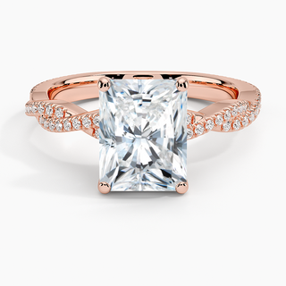 2 Carat Radiant Cut Criss Cross Moissanite Ring in White Gold