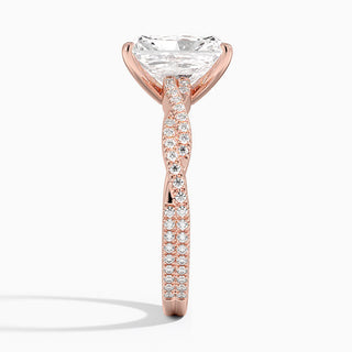2 Carat Radiant Cut Criss Cross Moissanite Ring in White Gold