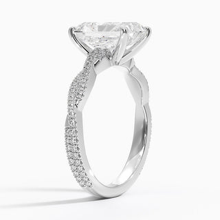 2 Carat Radiant Cut Criss Cross Moissanite Ring in White Gold