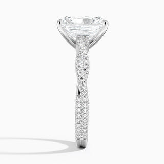 2 Carat Radiant Cut Criss Cross Moissanite Ring in White Gold