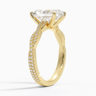 2 Carat Radiant Cut Criss Cross Moissanite Ring in White Gold