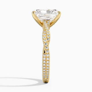 2 Carat Radiant Cut Criss Cross Moissanite Ring in White Gold