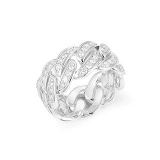 2.50 Carat Round Cut Moissanite Cuban Link Ring