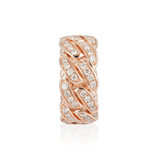 2.50 Carat Round Cut Moissanite Cuban Link Ring