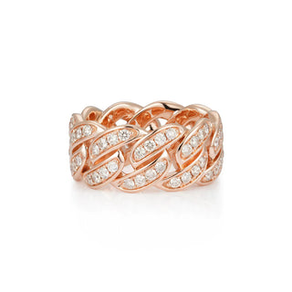 2.50 Carat Round Cut Moissanite Cuban Link Ring