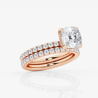 1.20 Carat Cushion Cut Moissanite Bridal Set Ring in Yellow Gold With Accent