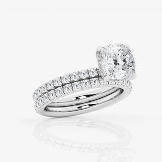 1.20 Carat Cushion Cut Moissanite Bridal Set Ring in Yellow Gold With Accent
