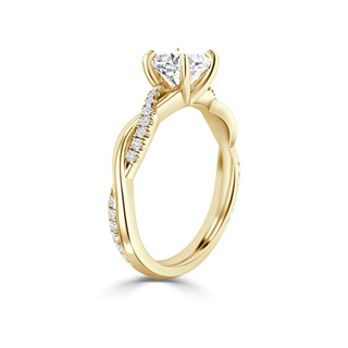 2.20 Ct Cushion Cut Moissanite Twisted Engagement Ring In Yellow Gold
