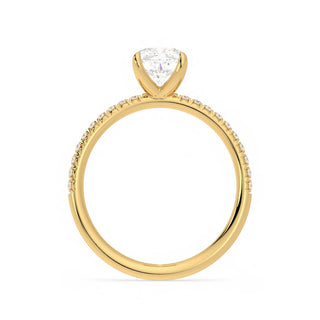 1.20 Carat Cushion Cut Moissanite Ring With Accent In Yellow Gold