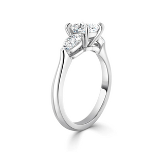 2.5 Carat Moissanite Cushion Three Stone Ring in White Gold