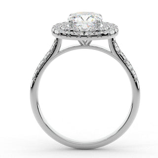 1.50 Ct Cushion Cut Double Halo Moissanite Ring in Yellow Gold