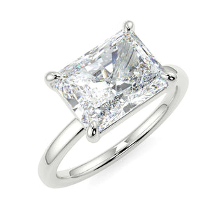 1.50 Ct Radiant Cut East West Solitaire Moissanite Ring in Rose Gold