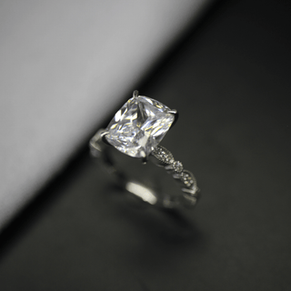 Elongated Cushion Moissanite Ring