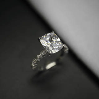 Elongated Cushion Moissanite Ring