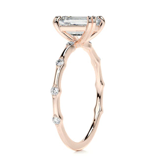 1.50 Carat Emerald Cut Double Prong Solitaire Moissanite Ring in Yellow Gold