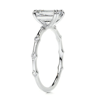 1.50 Carat Emerald Cut Double Prong Solitaire Moissanite Ring in Yellow Gold