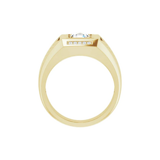 1 Carat Emerald Cut Bezel Set Moissanite Ring for Men