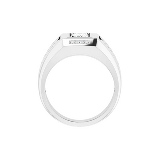1 Carat Emerald Cut Bezel Set Moissanite Ring for Men