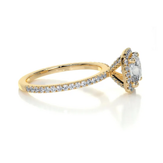1.10 Carat Cushion Cut Moissanite Halo Engagement Ring in Rose Gold