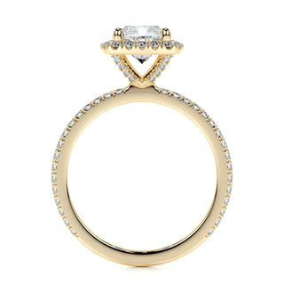1.10 Carat Cushion Cut Moissanite Halo Engagement Ring in Rose Gold
