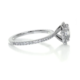 1.10 Carat Cushion Cut Moissanite Halo Engagement Ring in Rose Gold
