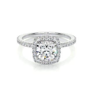 1.10 Carat Cushion Cut Moissanite Halo Engagement Ring in Rose Gold