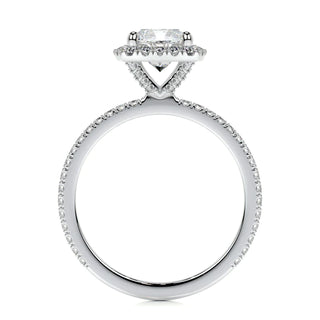 1.10 Carat Cushion Cut Moissanite Halo Engagement Ring in Rose Gold
