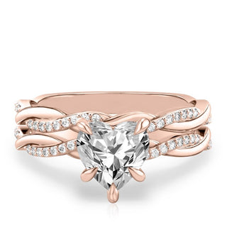 1.30 Carat Heart Shape Twisted Moissanite Bridal Set Ring in White Gold