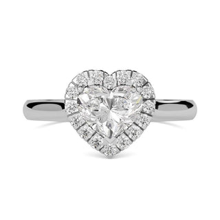 1.50 Ct Heart Cut Moissanite Halo Ring in White Gold