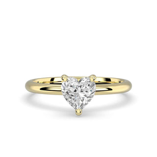 1 Carat Heart Shape Solitaire Moissanite Ring in Yellow Gold