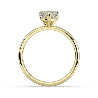 1 Carat Heart Shape Solitaire Moissanite Ring in Yellow Gold