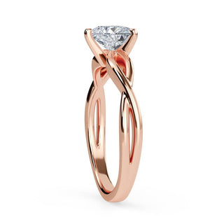 1 Carat Heart Cut Twisted Solitaire Moissanite Ring in Rose Gold