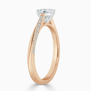 1.60 Carat Heart Shape Moissanite Cathedral Ring in Rose Gold