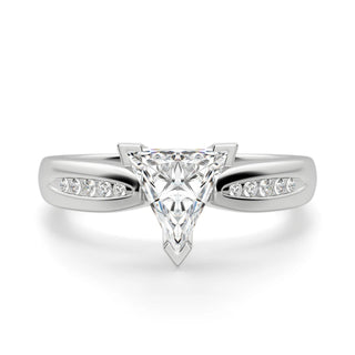 2.50 Ct Trillion Cut v Prong Moissanite Ring in White Gold