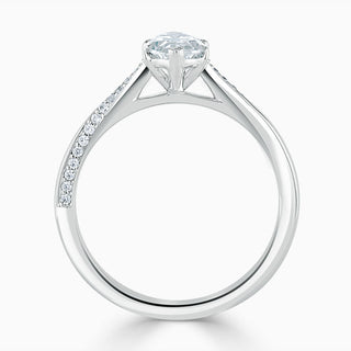 1.70 Carat Marquise Cut Cathedral Moissanite Ring in Yellow Gold
