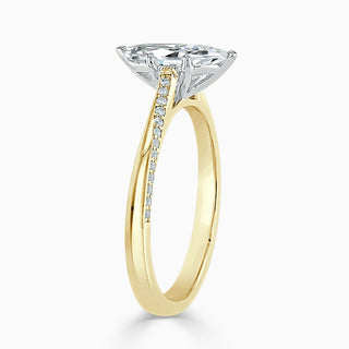 1.70 Carat Marquise Cut Cathedral Moissanite Ring in Yellow Gold