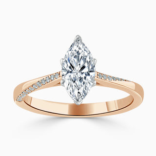 1.70 Carat Marquise Cut Cathedral Moissanite Ring in Yellow Gold